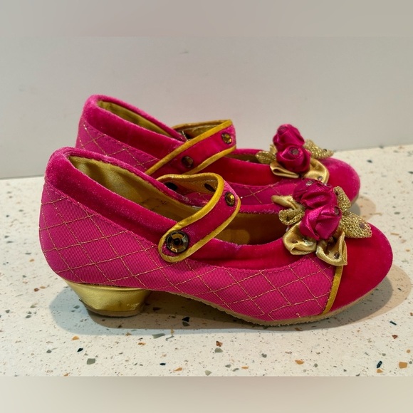 Disney Sleeping Beauty Pink Velvet Heel Shoes‎ Sz 9/10 Toddler Girls - Picture 3 of 10